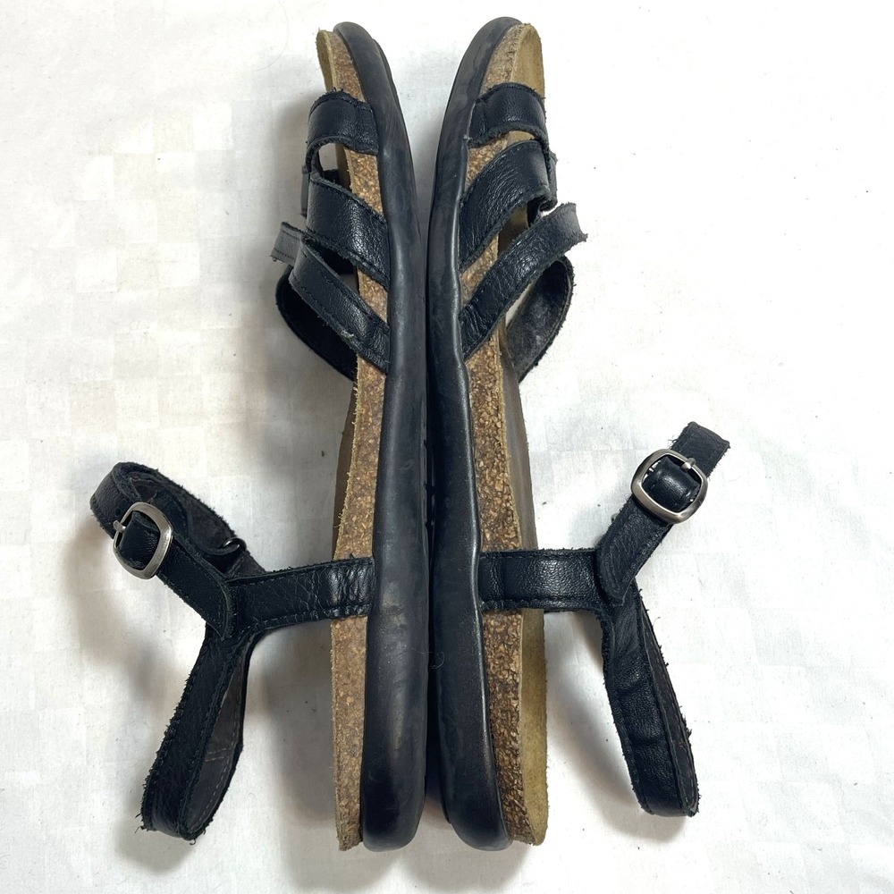 Naot Patricia Flat Sandals Black Leather Womens 8.5 EU 39 - Picture 3 of 7